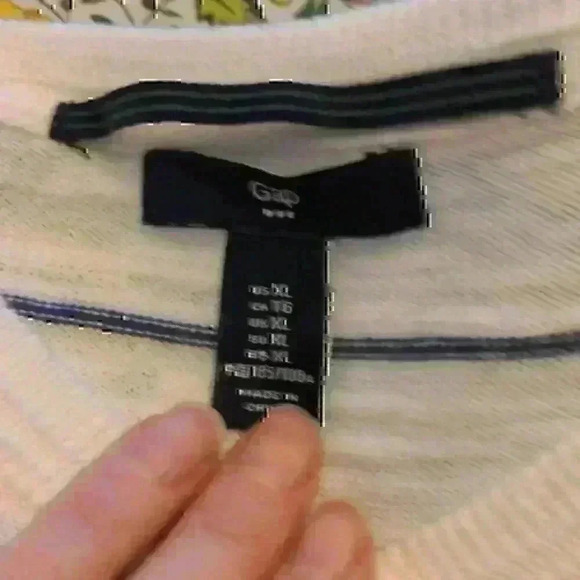 GAP White/Navy Stripe Lightweight V Neck Cotton Sweater - Picture 3 of 4